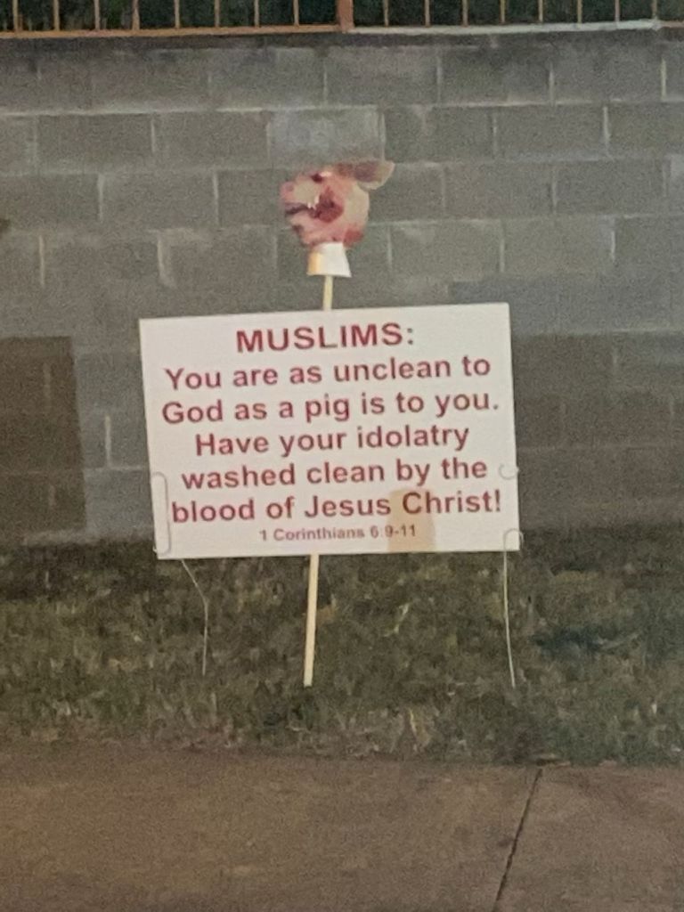 BREAKING: CAIR-Austin Calls for Hate Crime Probe of Pig’s Head Mask, Anti-Muslim Sign Found Islamic Center, School on 20th Anniversary of September 11